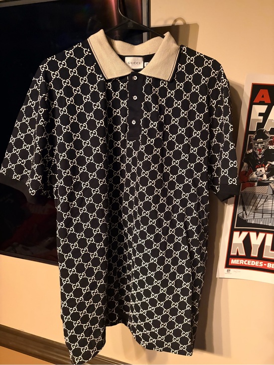 Gucci Other - Gucci Black GG Monogram Polo with Cream Collar